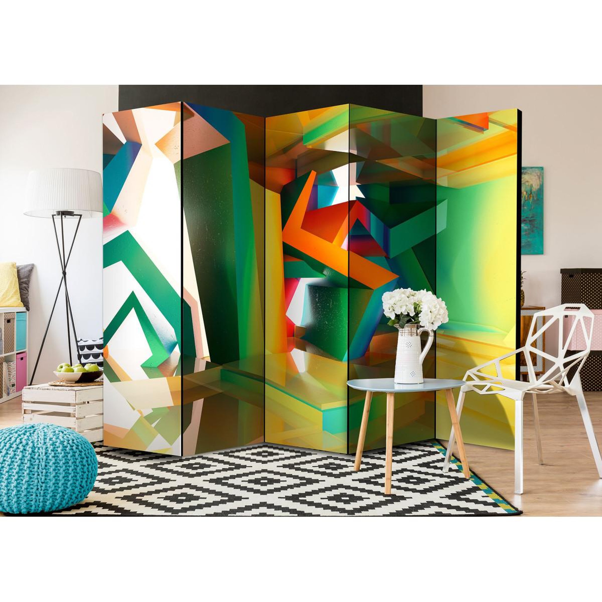 Voir la diapositive 2 : Paris Prix Paravent 5 volets  colourful space  172x225cm