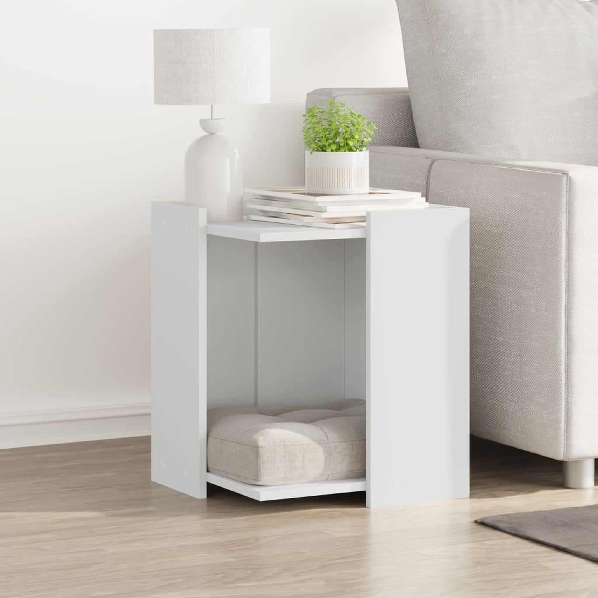 Voir la diapositive 3 : VIDAXL Meuble de bac a litiere pour chat blanc bois d'ingenierie