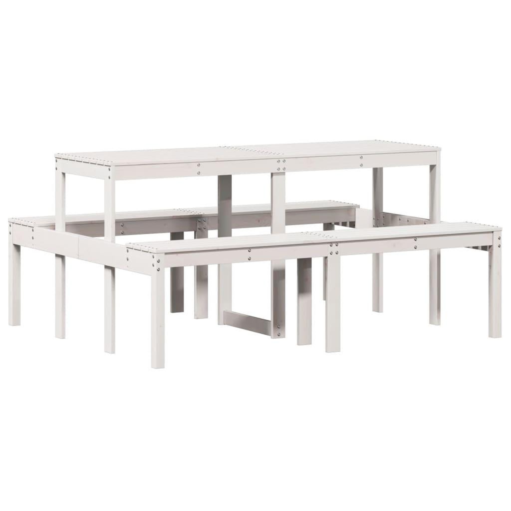 Voir la diapositive 2 : VIDAXL Table de pique-nique blanc 160x134x75 cm bois massif de pin