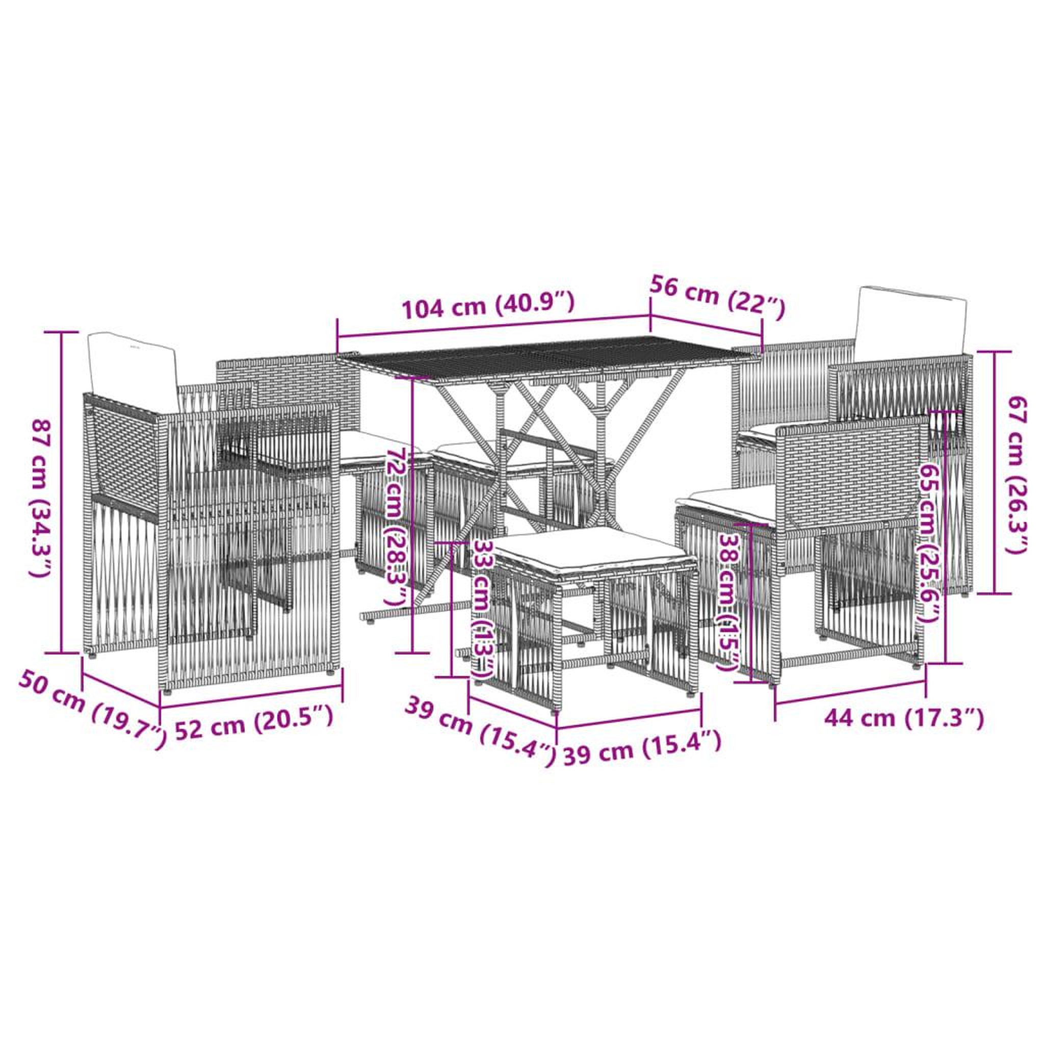 Voir la diapositive 6 : VIDAXL Ensemble a manger de jardin coussins 7 pcs noir resine tressee