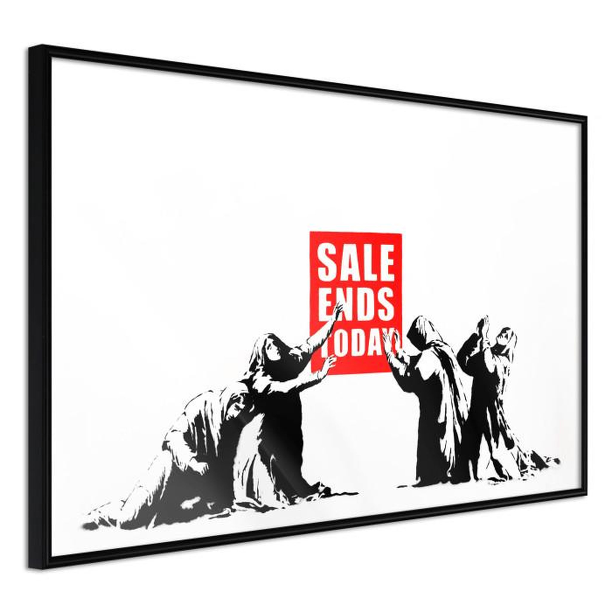 Paris Prix Affiche Murale Encadrée  Banksy Sale Ends. Coloris disponibles : Noir, Jaune