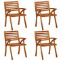 Voir la diapositive 2 : VIDAXL Chaises de jardin avec coussins lot de 4 Bois de teck solide