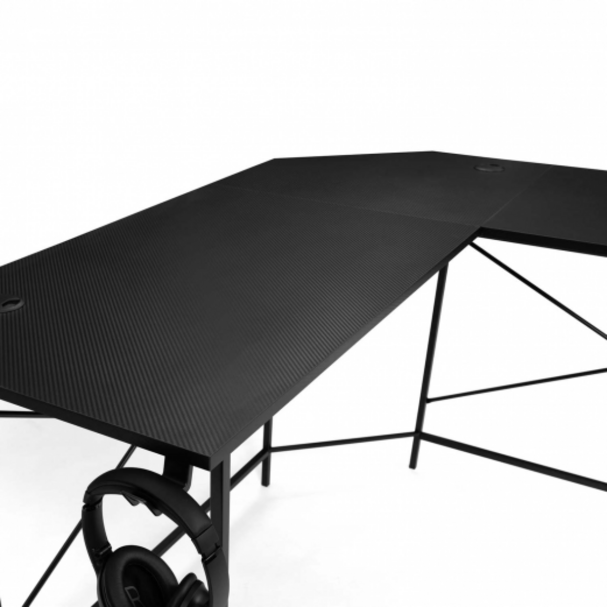 ID MARKET Bureau gaming d'angle noir ALEXIS support pour écran porte gobelet et accessoires