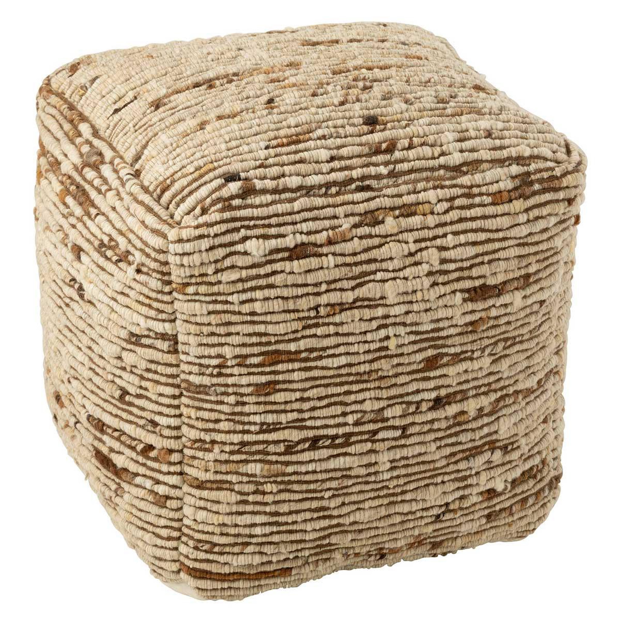 J-LINE Pouf tissé en laine  wild  45cm écru