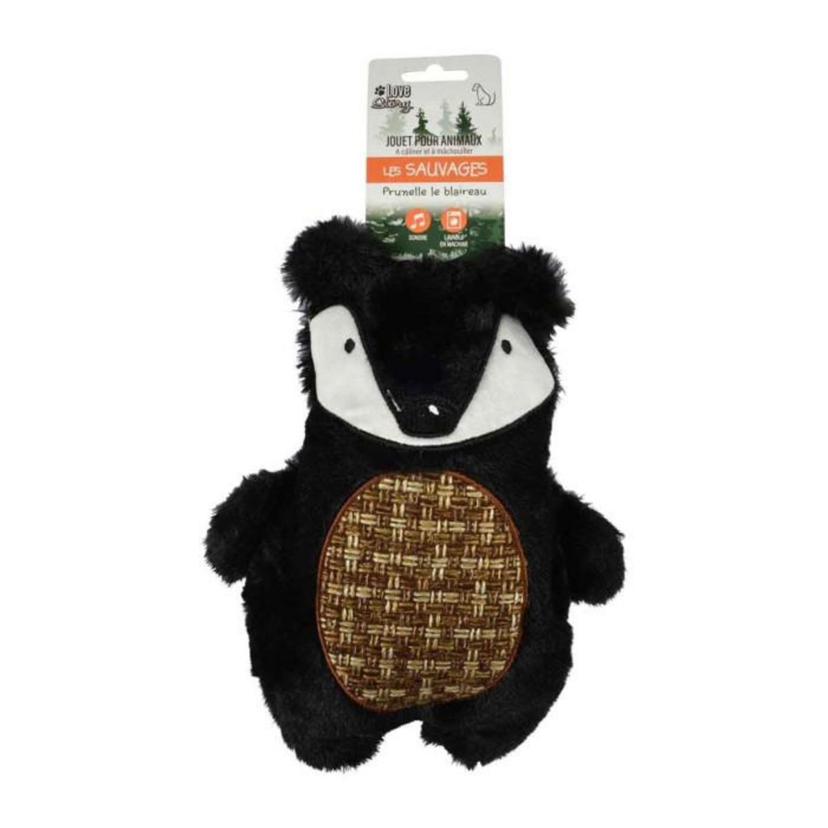 Paris Prix Jouet pour Chien Sonore  Prunelle le Blaireau  28cm Noir