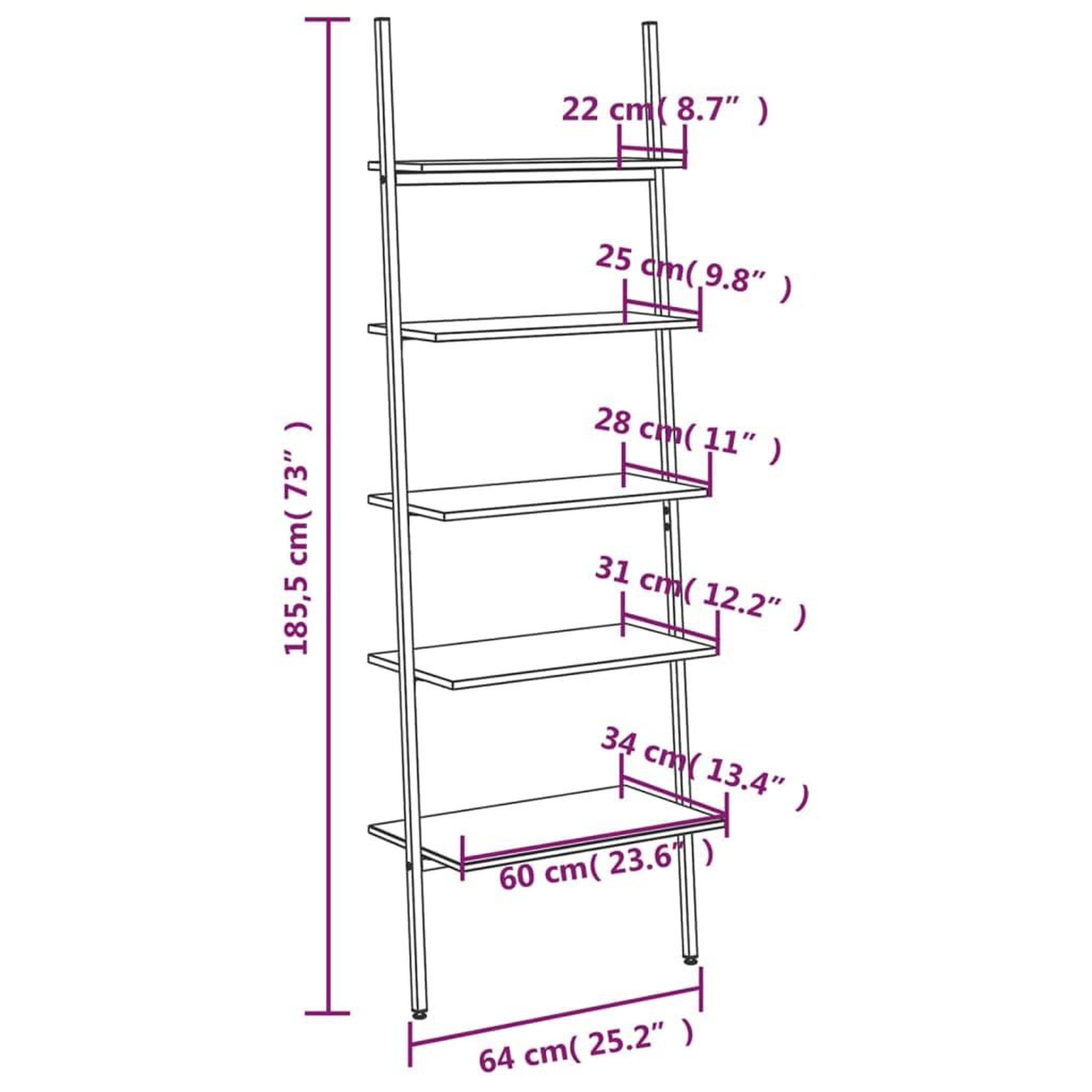 Voir la diapositive 6 : VIDAXL Etagere inclinee a 5 niveaux Marron clair et noir 64x34x185,5cm