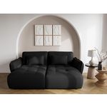 LISA DESIGN Thais - canapé droit 4 places avec double méridienne assise profonde en tissu texturé. Coloris disponibles : Vert, Gris, Bleu, Noir, Beige