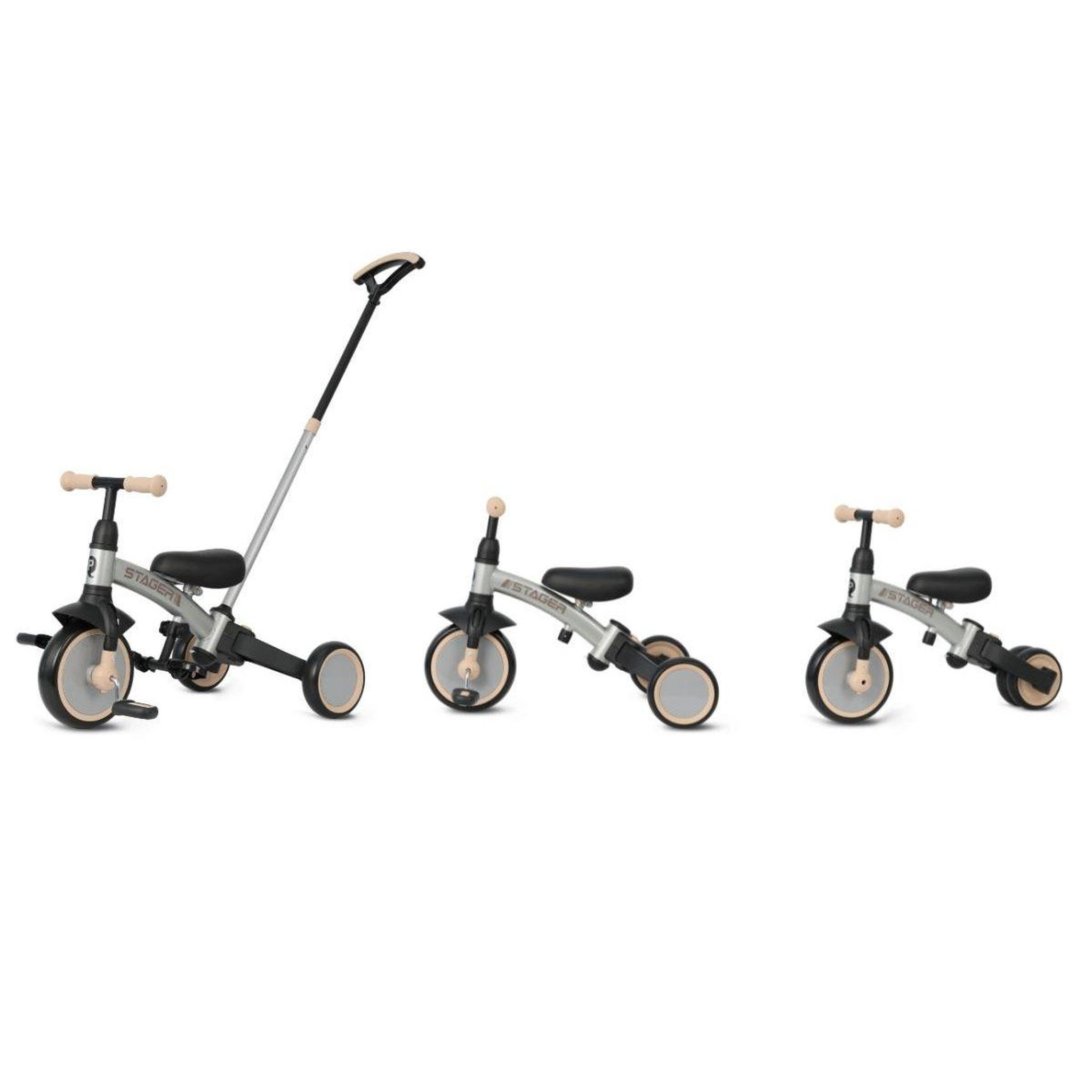 Voir la diapositive 2 : QPLAY Tricycle  stager 3-en-1 argent