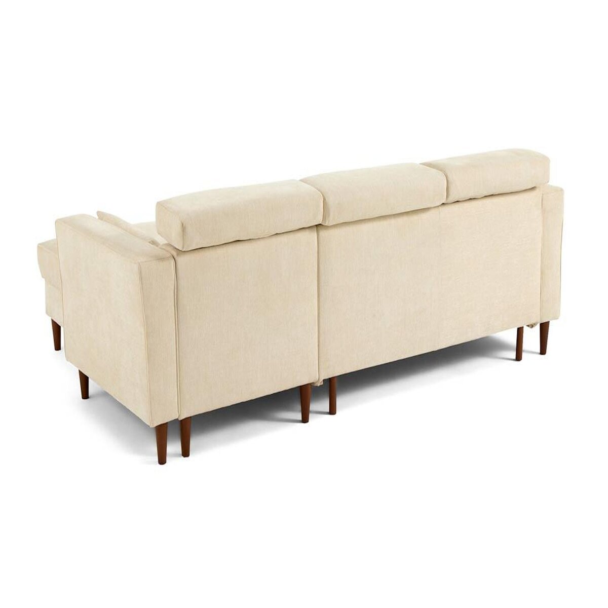 BEST MOBILIER Alicante - canapé d'angle réversible convertible avec têtières - coffre - 4 places - en tissu texturé