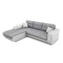 Voir la diapositive 2 : Canapé d'angle gauche convertible CLELIA, 4 places, tissu microfibre gris PU blanc ou noir