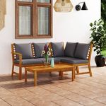 VIDAXL Salon de jardin 4 pcs avec coussin Bois d'acacia solide