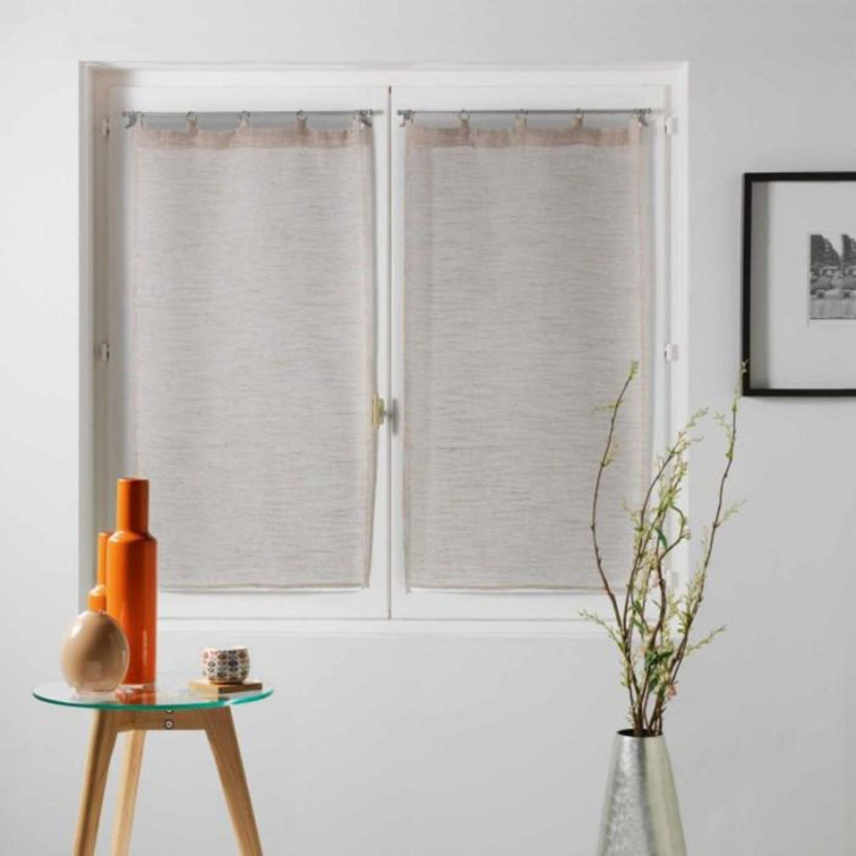 Paris Prix Paire de Voilages  Milza  60x90cm Beige