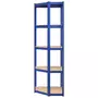 VIDAXL Etagere d'angle a 5 niveaux Bleu Acier et bois d'ingenierie