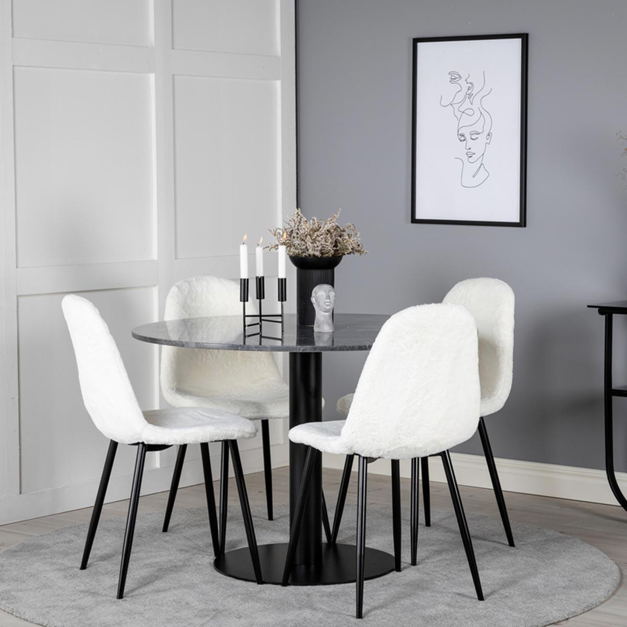 Voir la diapositive 4 : Paris Prix Ensemble table à manger & 4 chaises  estelle i & polar i  106cm gris foncé