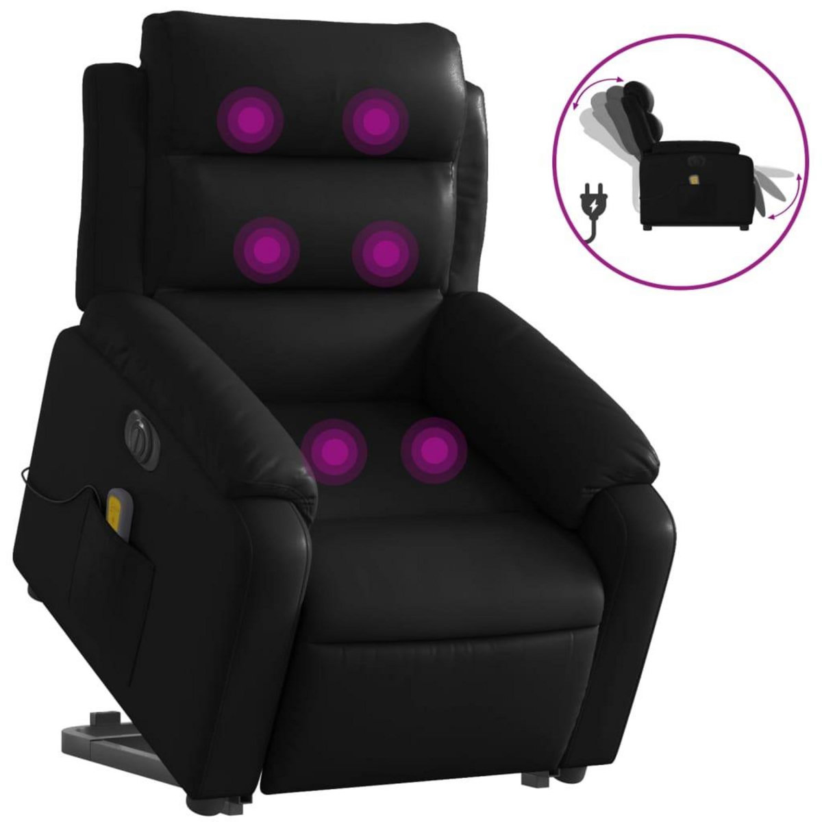 VIDAXL Fauteuil inclinable de massage electrique noir similicuir