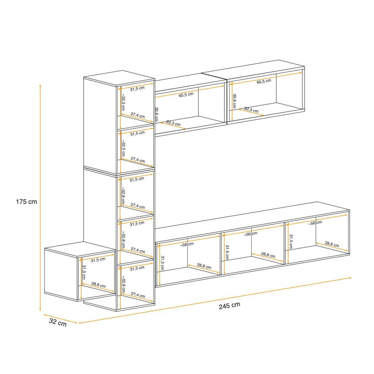 Paris Prix Ensemble Meuble TV  Blox XIII  245cm Blanc