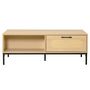 Voir la diapositive 3 : BEST MOBILIER Nagato - table basse - cannage et effet bois - 1 tiroir et 1 niche - 110 cm