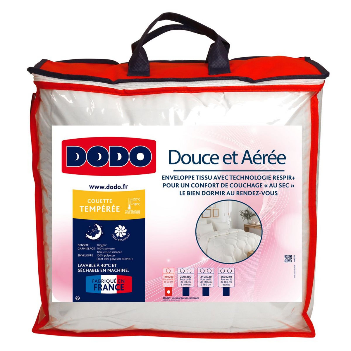 DODO Couette tempérée douce et aérée respirante 300 g/m²