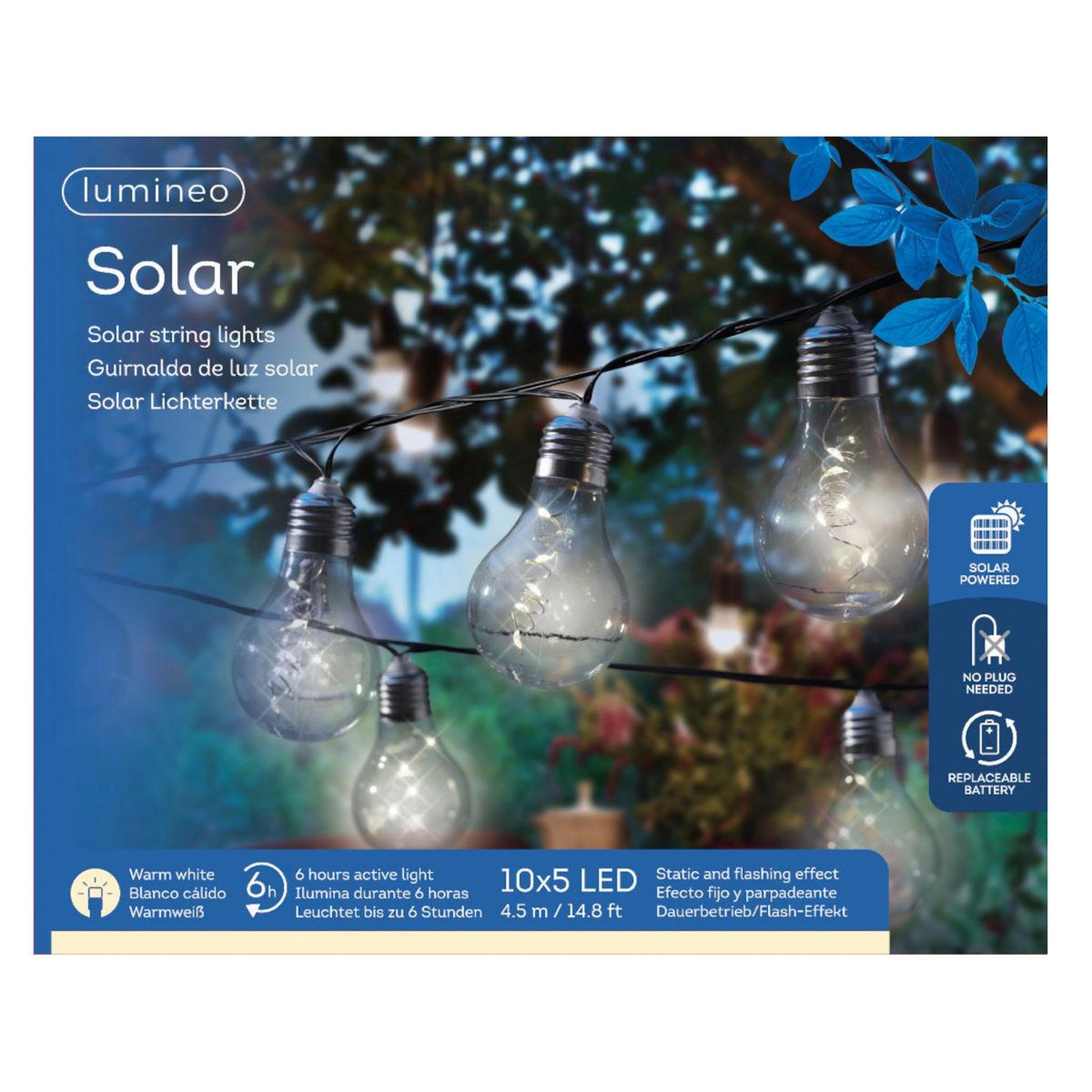 JARDIDECO Guirlande lumineuse guinguette solaire électrique LED 5 m - Jardideco