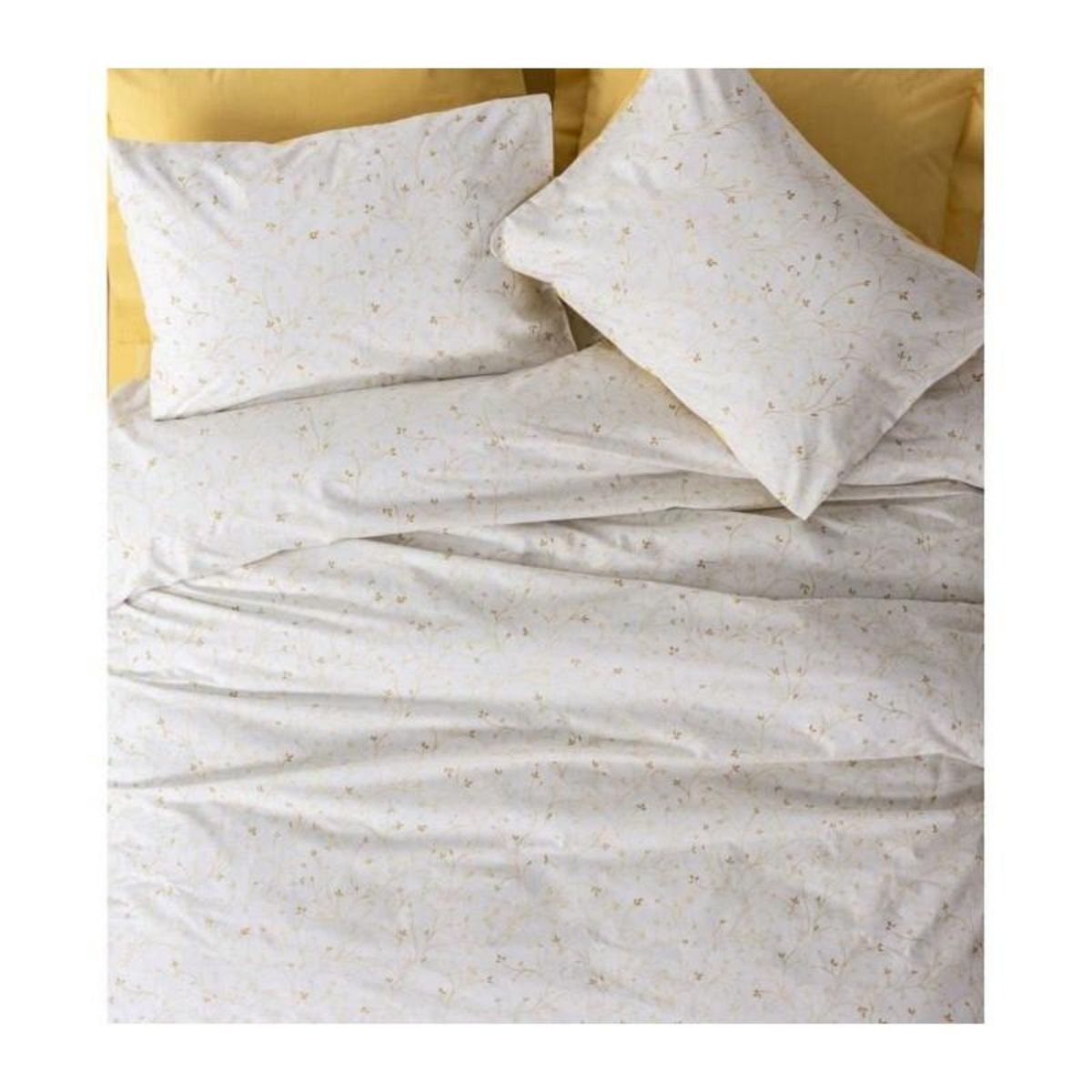 GENERIQUE Parure de lit - 129CTN64850 - 1 housse de couette 220 x 240 cm + 2 taies d'oreiller 60 x 60 cm - 100% coton ranforcé - Moutarde