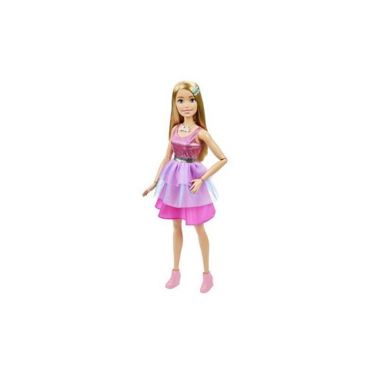 BARBIE BARBIE GRANDE POUPÉE BLONDE FASHIONISTAS AVEC ROBE ROSE IRISÉE, 71 CM,
