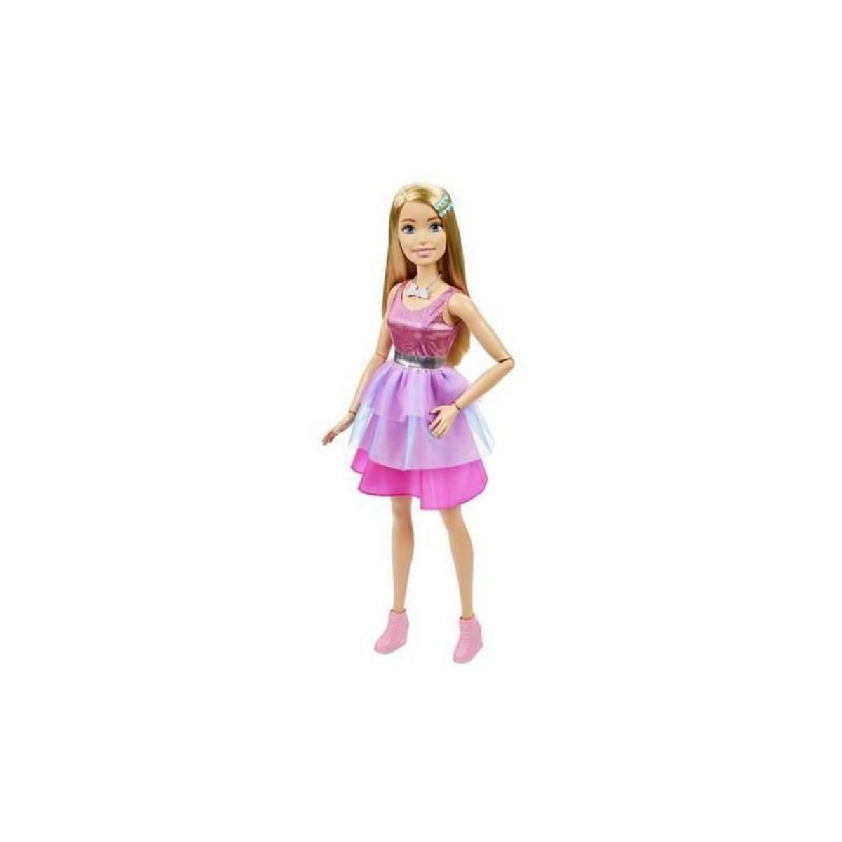 BARBIE BARBIE GRANDE POUPÉE BLONDE FASHIONISTAS AVEC ROBE ROSE IRISÉE, 71 CM,