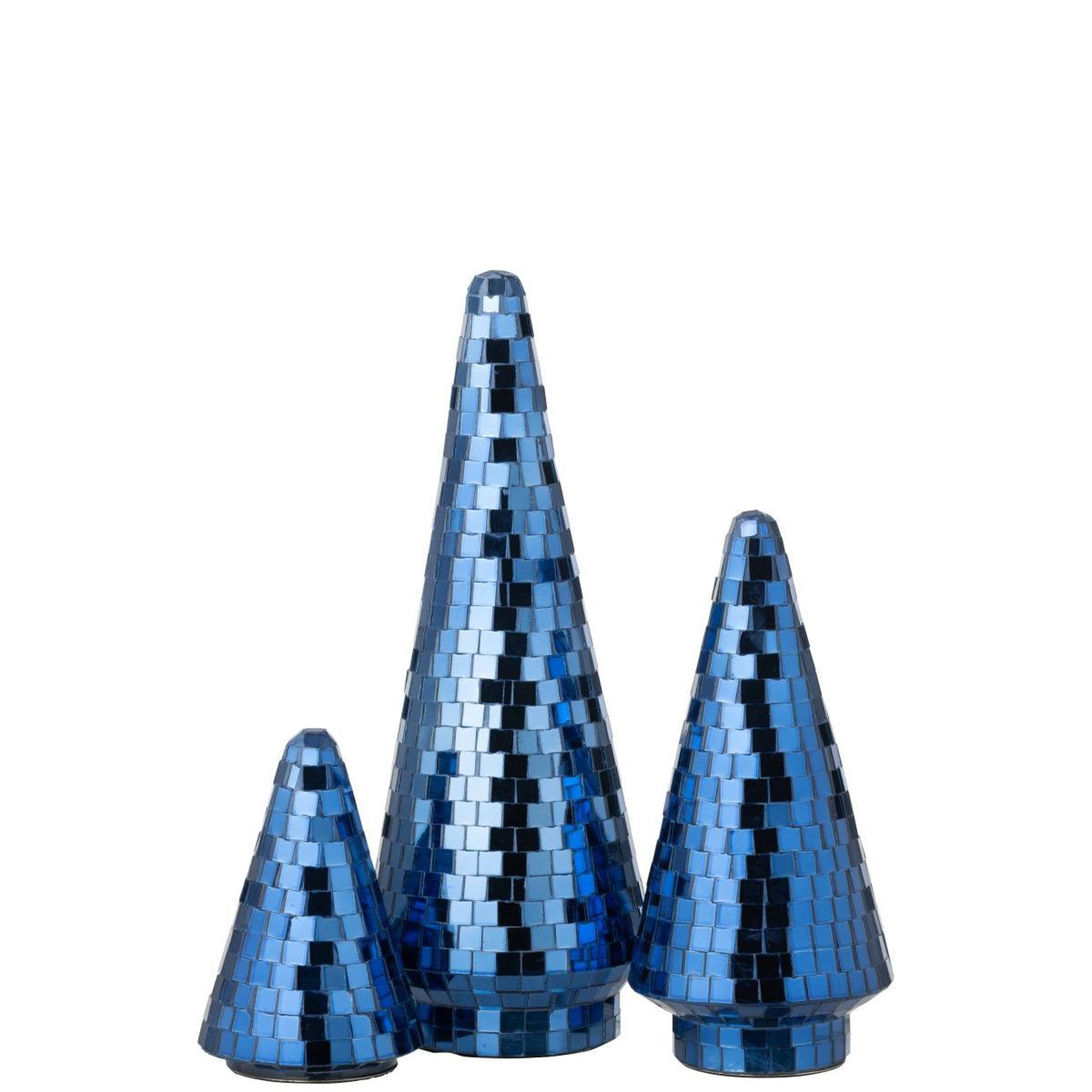 Voir la diapositive 2 : J-LINE Arbre disco en verre  miroir  23cm bleu