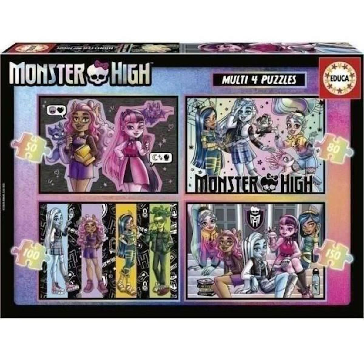 EDUCA 4 puzzles progressifs - EDUCA - Multi 4 Monster High 50-80-100-150