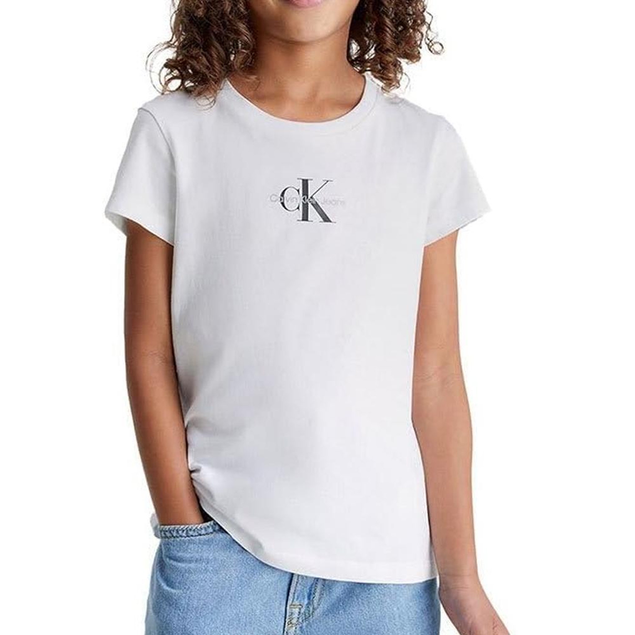 CALVIN KLEIN JEANS T Shirt  Fille Calvin Klein Jeans Micro. Coloris disponibles : Blanc