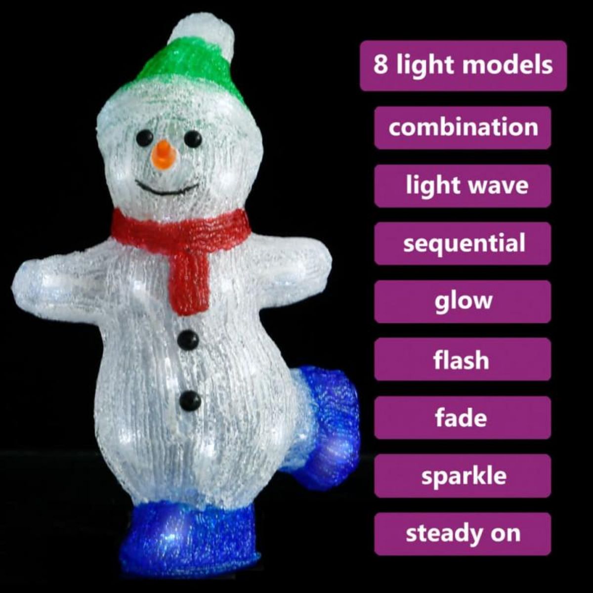 VIDAXL Silhouette de bonhomme de neige de Noël LED Acrylique 30 cm