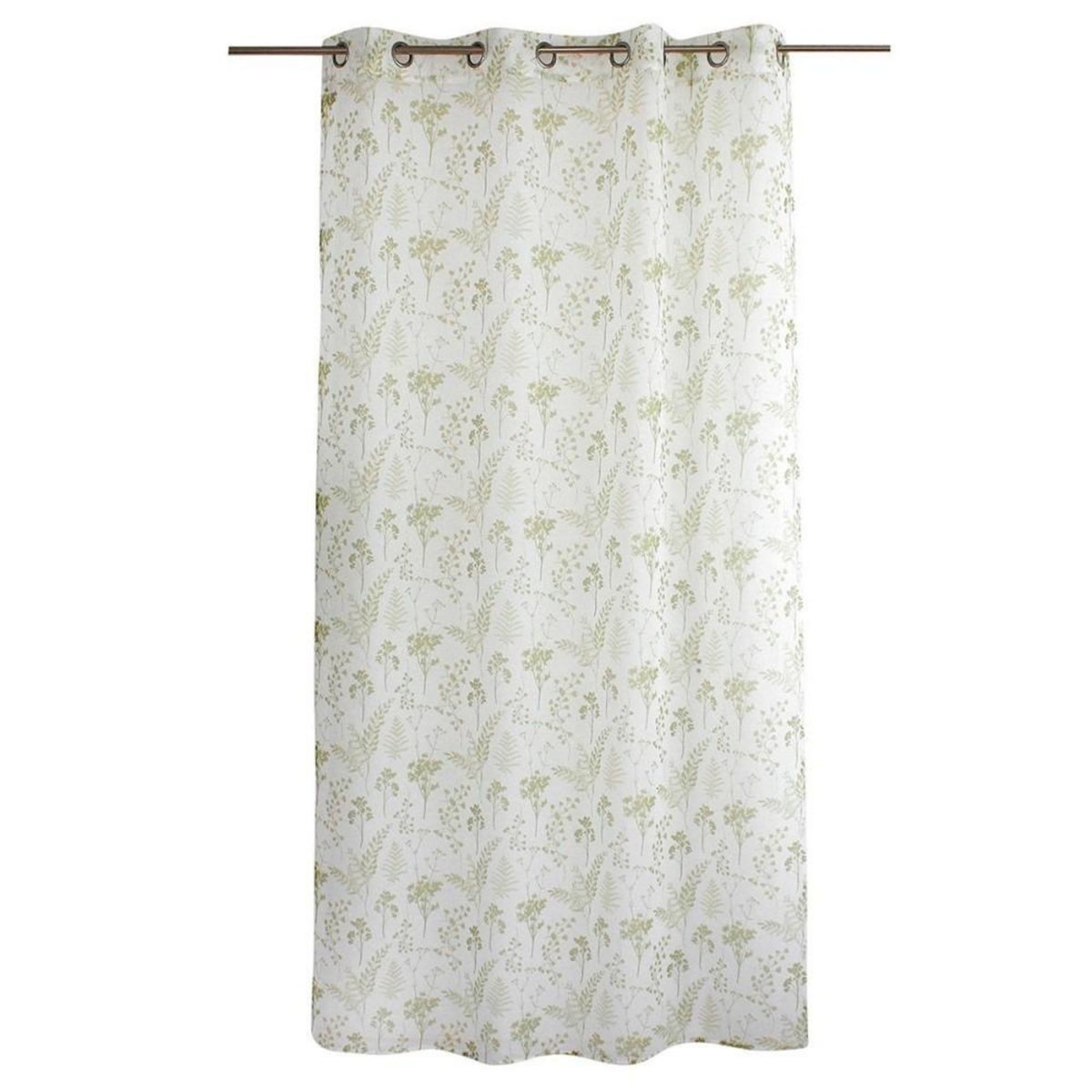 DECOSTARS Voilage à œillets 140x240 Herbier blanc vert tilleul