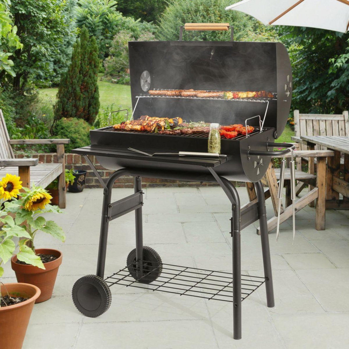 ESSENTIEL B Barbecue charbon EBCA1 noir sur chariot, 62x35 cm