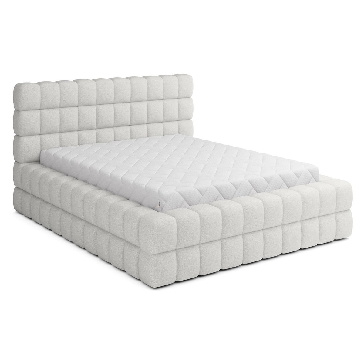 BEST MOBILIER Kingston - lit coffre - 180x200 - sommier inclus - en tissu bouclette