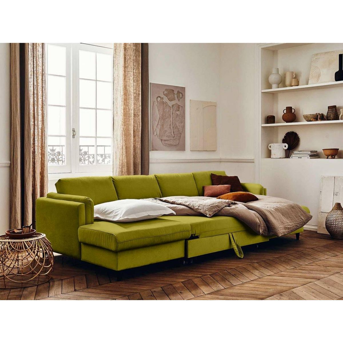 LISA DESIGN Brooke - canapé panoramique en u - 7 places - convertible avec coffre - en velours