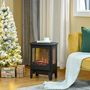 Voir la diapositive 2 : HOMCOM Cheminée électrique poêle style néo-rétro 1000-2000 W simulation flammes LED luminosité réglable acier ABS noir