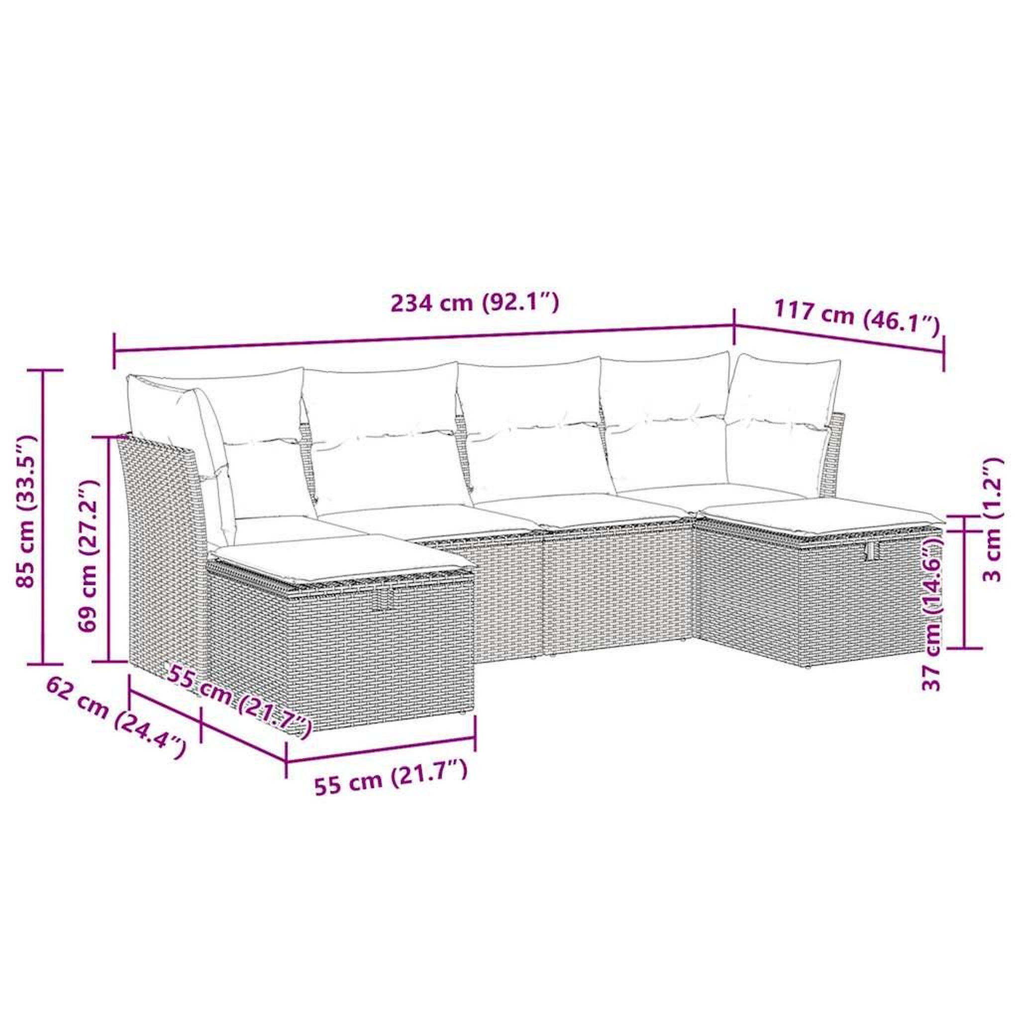 Voir la diapositive 6 : VIDAXL Salon de jardin avec coussins 6 pcs beige resine tressee