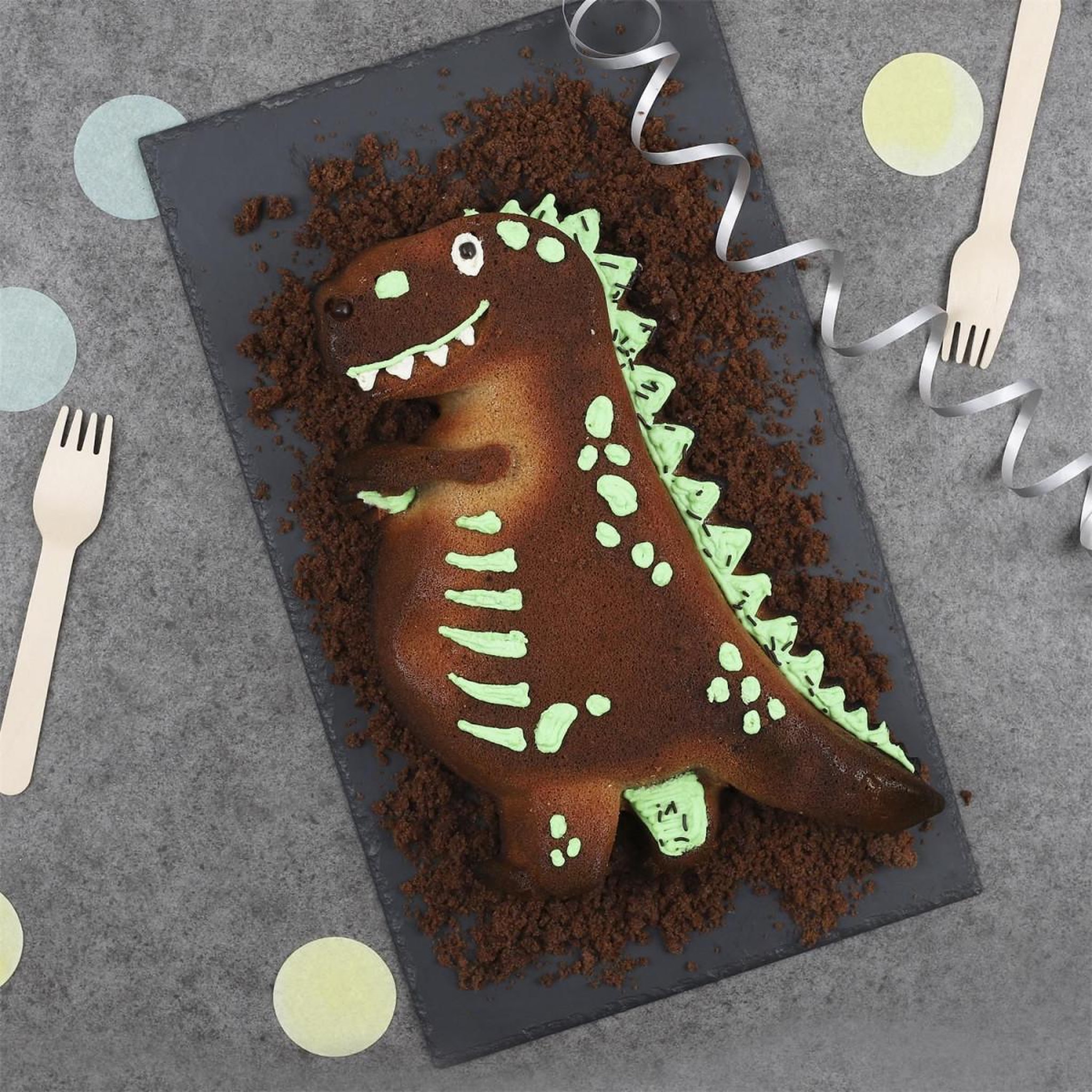 Voir la diapositive 3 : Lily Cook Moule à gâteau  dinosaure  29cm turquoise