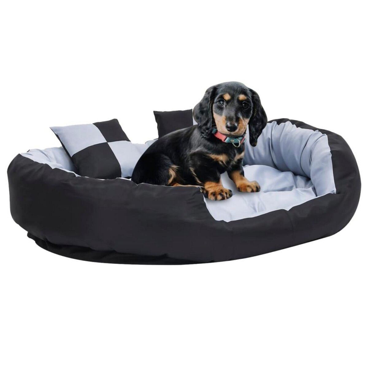 VIDAXL Coussin reversible lavable pour chien Gris et noir 110x80x23 cm