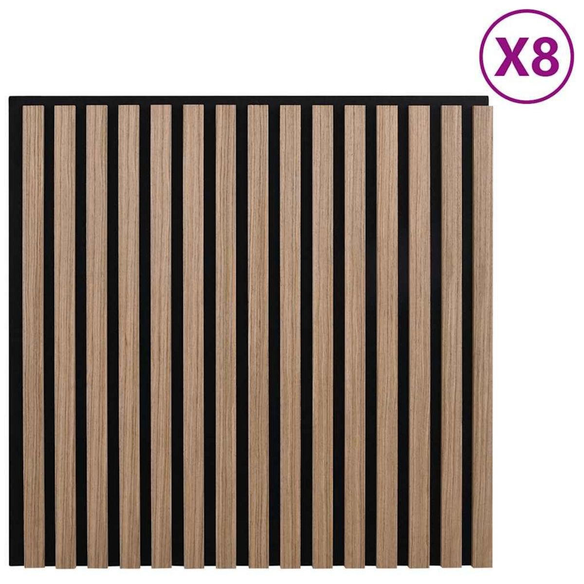 VIDAXL Panneaux muraux acoustiques 8pcs lattes 60,5x60cm placage chene