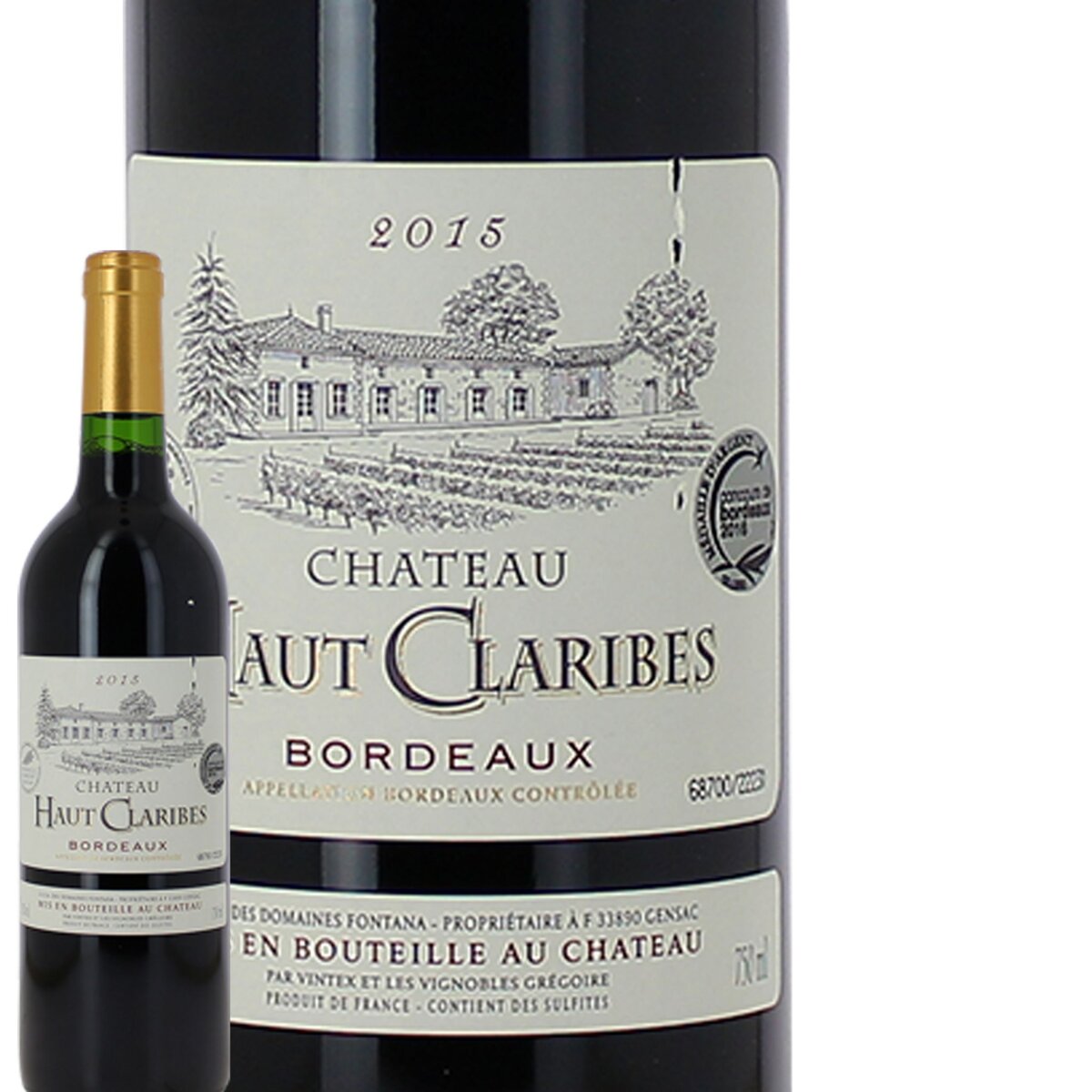 Chateau Haut Claribes Bordeaux rouge 2015 75cl