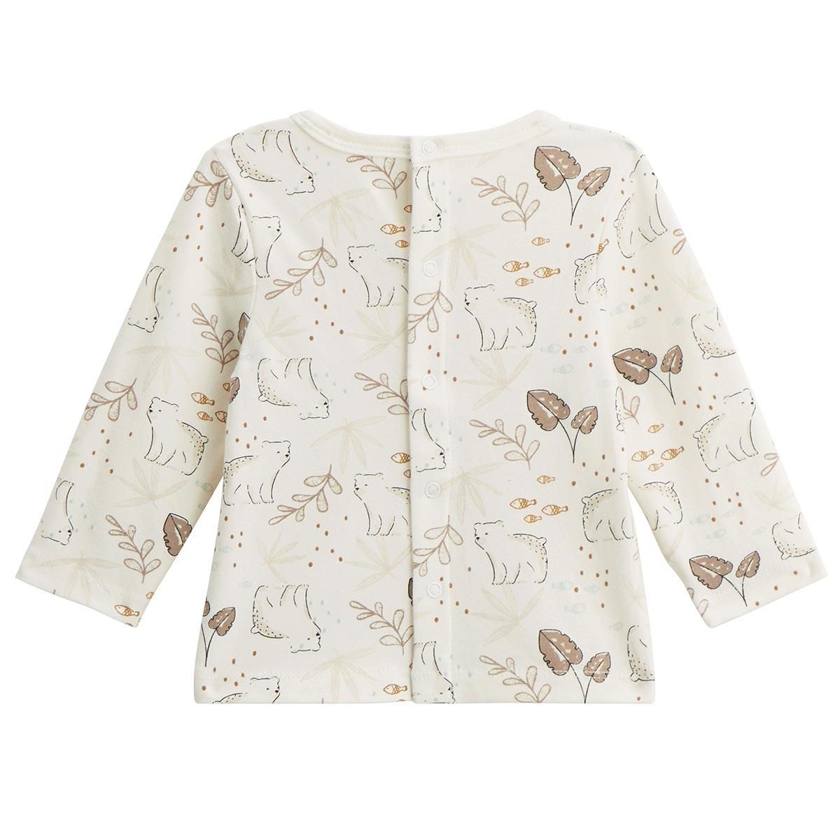 Petit Béguin Ensemble salopette bébé en sherpa et t-shirt Câlins