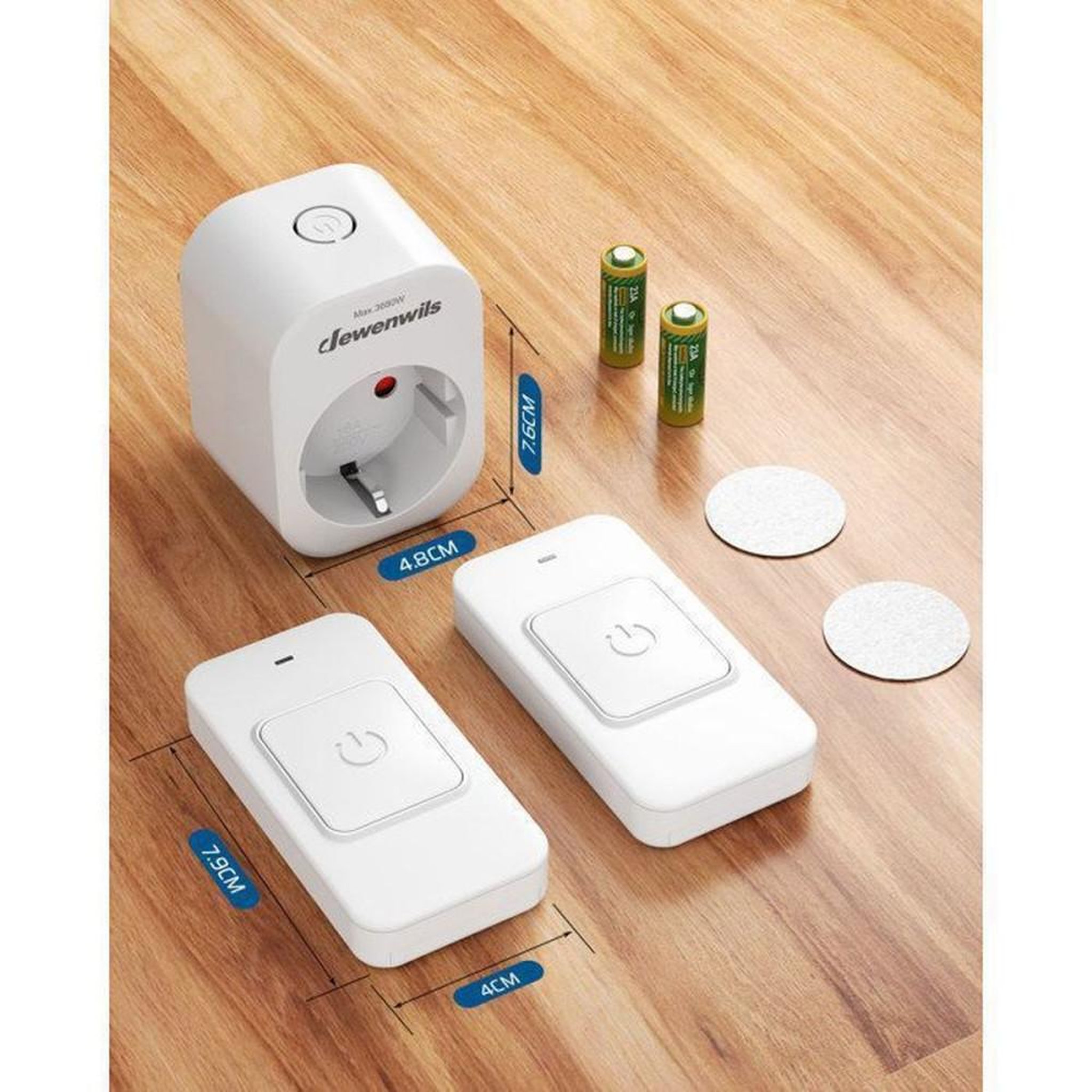 Voir la diapositive 6 : Prise connectée télécommandée EU blanche 1 prise + 2 télécommandes 1 bouton, 3680 W 16 A, portée jusqu'à 30 m, fréquence 433,92 MHz