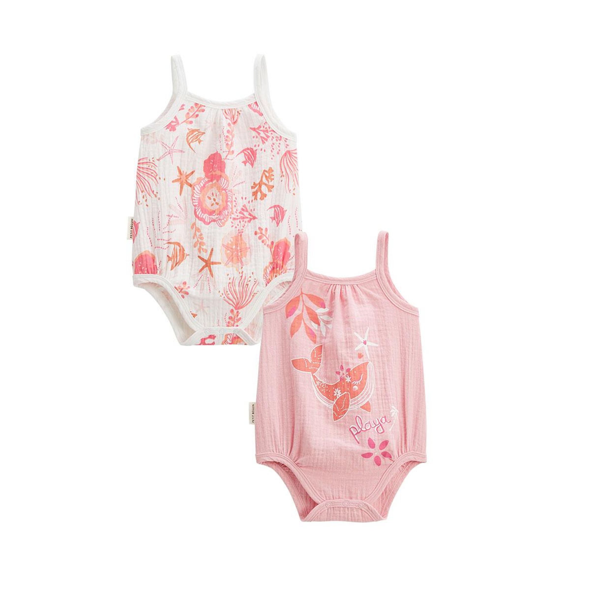 Petit Béguin Lot de 2 barboteuses bloomer bébé en gaze de coton Bahamas