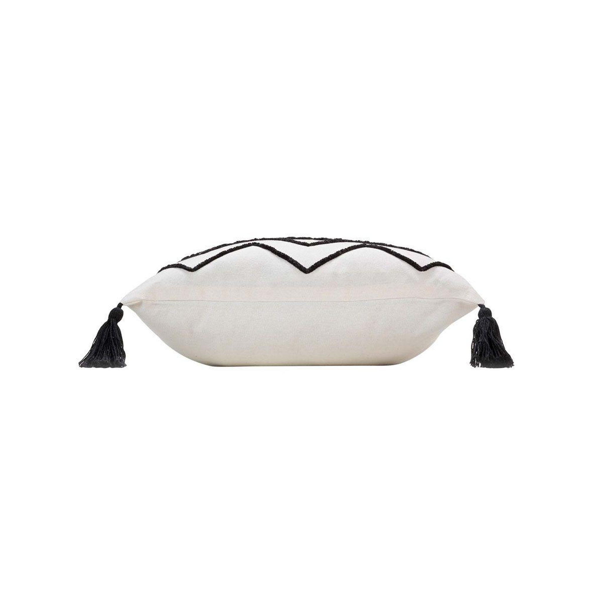 Voir la diapositive 2 : Douceur d'Intérieur Housse de coussin à pompons  coline  40x40cm naturel & noir