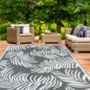 Voir la diapositive 2 : ID MARKET Tapis extérieur COCO tropical gris et blanc 180 x 280 CM