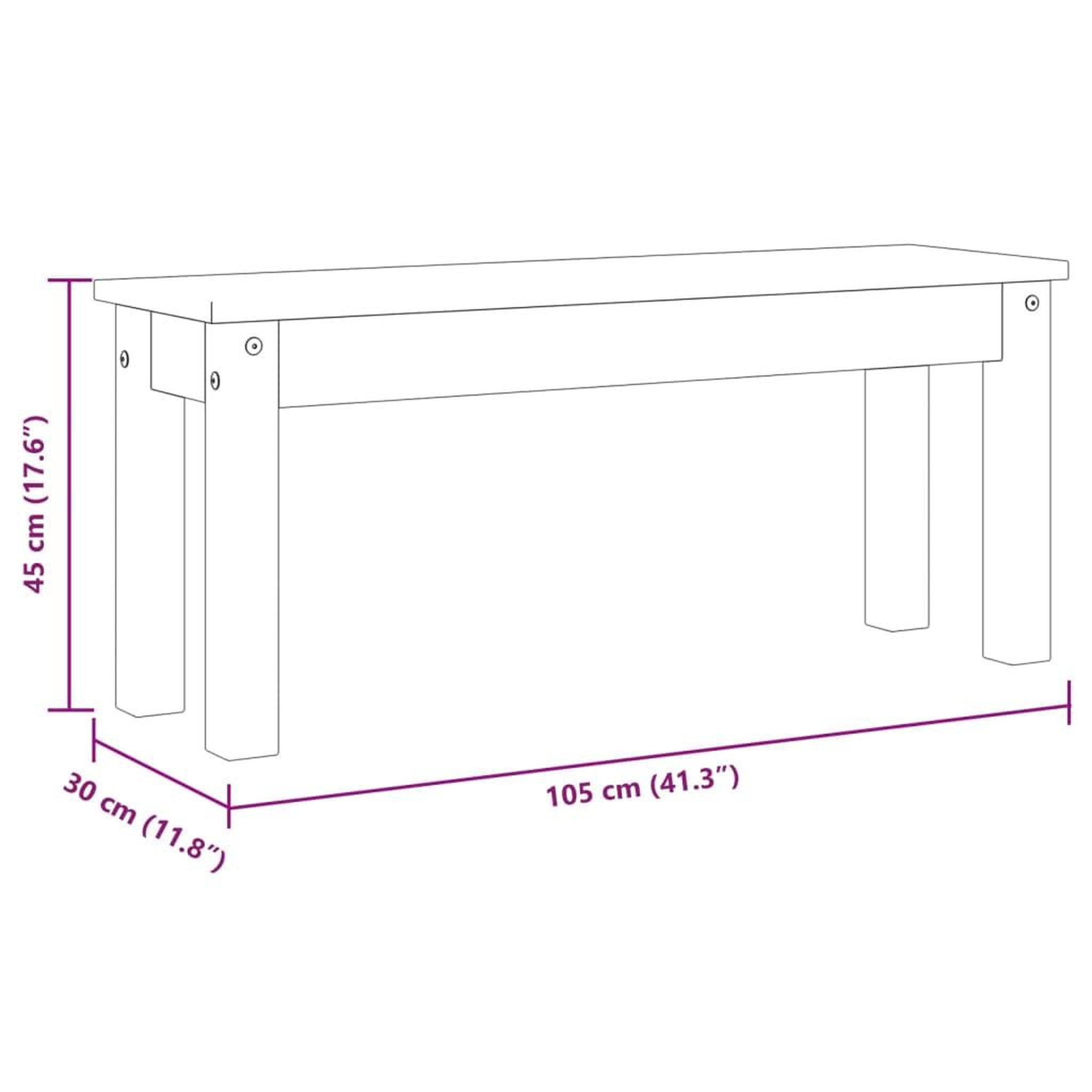 Voir la diapositive 6 : VIDAXL Banc a manger Panama 105x30x45 cm bois massif de pin