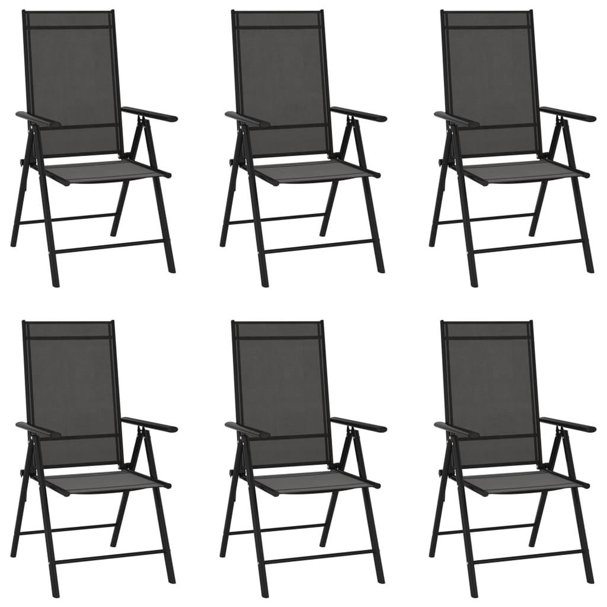 Voir la diapositive 1 : VIDAXL Chaises de jardin pliables lot de 6 Textilene Noir