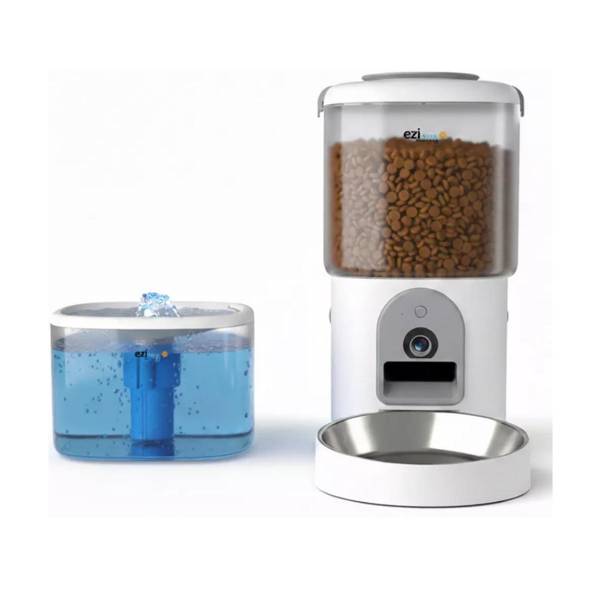 EZICLEAN Distributeur de croquettes et fontaine à eau 5w blanc - nutribotcam+x