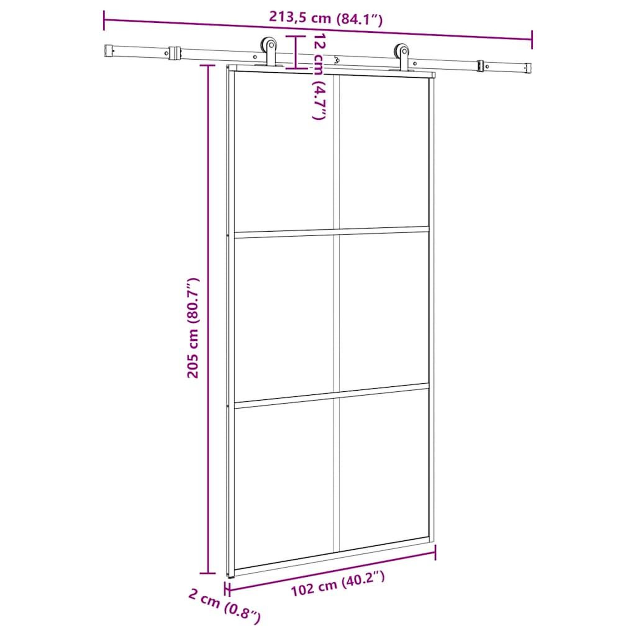 Voir la diapositive 6 : VIDAXL Porte coulissante et quincaillerie ESG verre et aluminium
