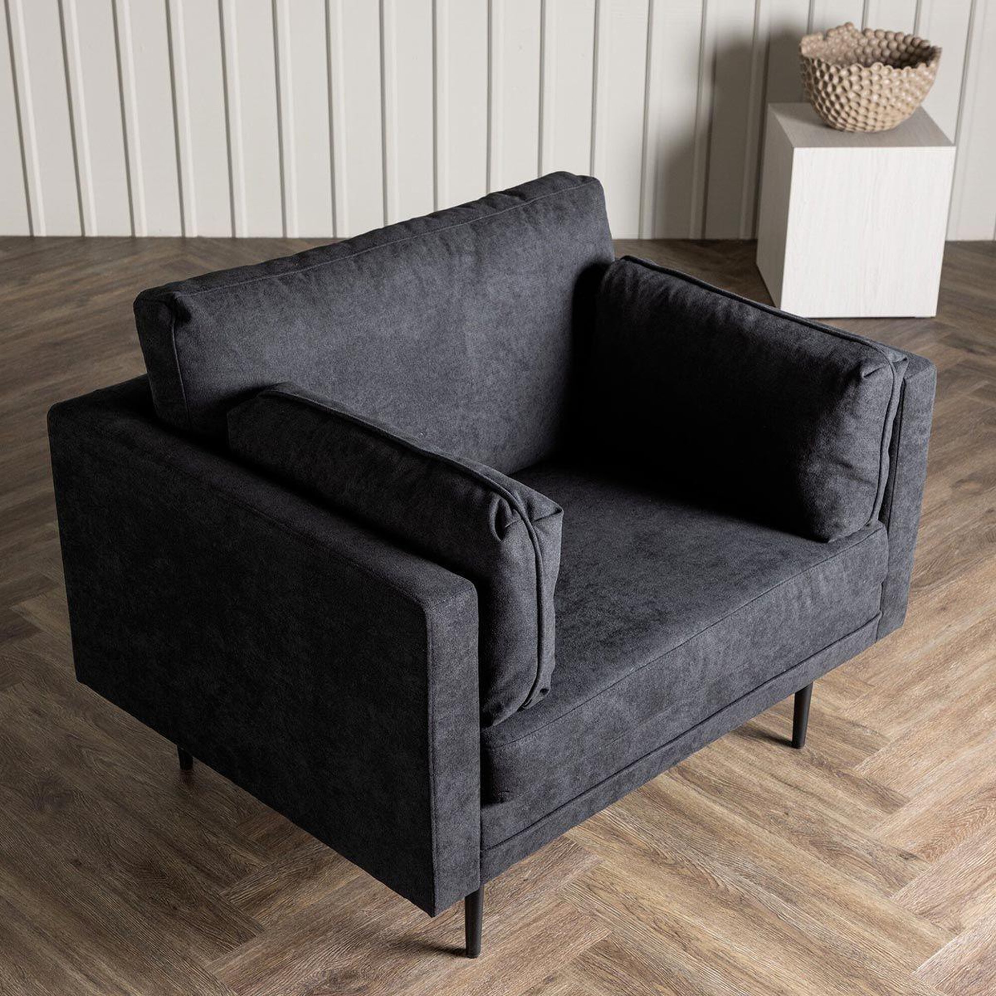 Voir la diapositive 6 : Paris Prix Fauteuil design en tissu  boom  110cm noir